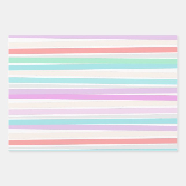Spring summer colours in stripes wrapping paper sheet (Front)