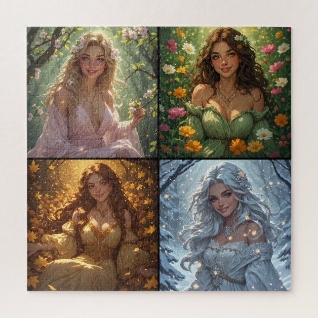 Spring Summer Fall Winter Nature Goddess Nymphs Jigsaw Puzzle (Vertical)