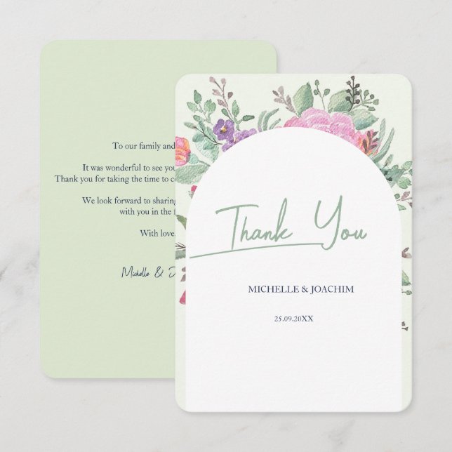 Spring Summer Floral Boho Garden Thank You Card (Front/Back)