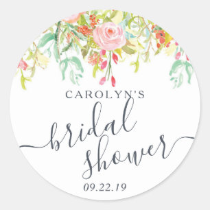 Spring Summer Floral   Bridal Shower Classic Round Sticker