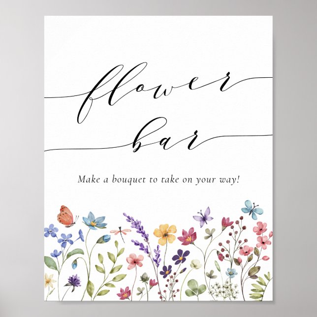 Spring Summer Floral Bridal Shower Flower Bar Post Poster (Front)