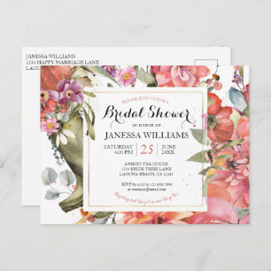 Spring Summer Floral Bridal Shower Invitation  Postcard