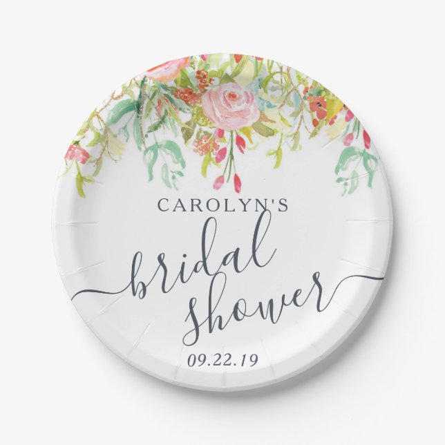 Spring Summer Floral | Bridal Shower Paper Plate (Front)