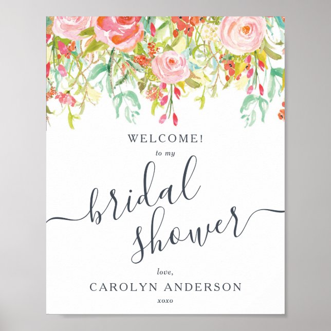 Spring Summer Floral | Bridal Shower Welcome Sign (Front)