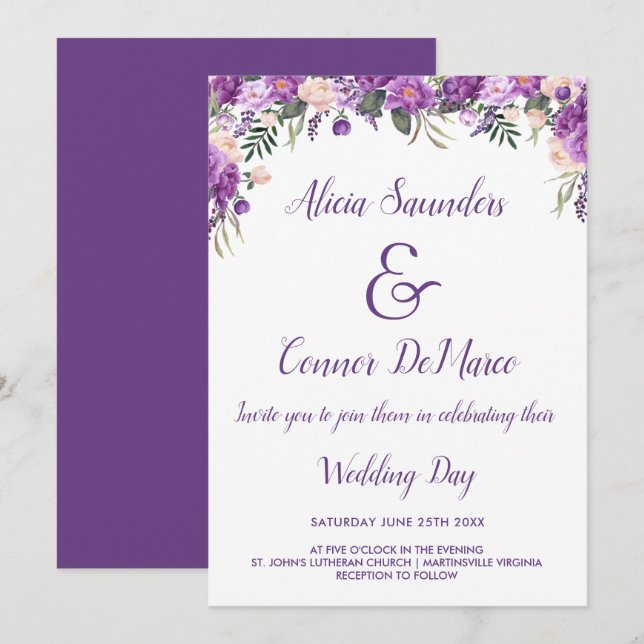 Spring Summer Floral Casual Wedding Invitation (Front/Back)