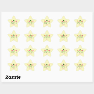 Spring & Summer Floral Customise Girls Star Sticker