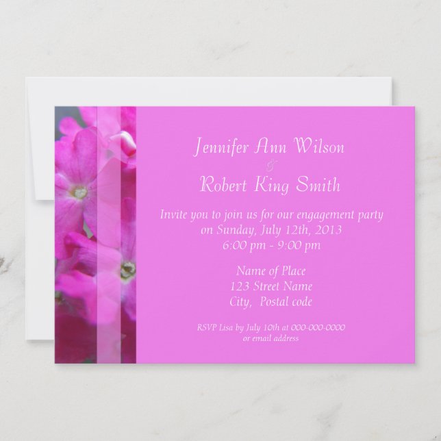 Spring, summer floral engagement party invitations (Front)