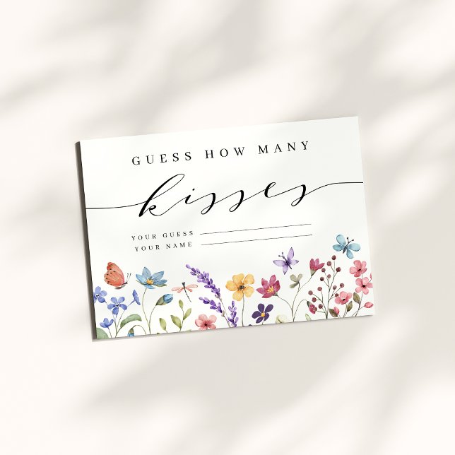 Spring Summer Floral Garden Guess How Many Kisses  Enclosure Card (Creator Uploaded)