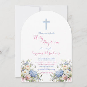 Spring Summer Floral Watercolor Baptism Invitation
