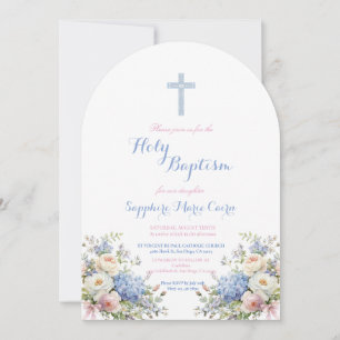 Spring Summer Floral Watercolor Baptism Invitation