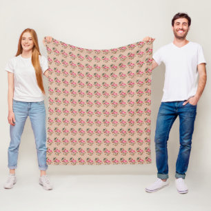 Spring Summer Flower Pink Flamingo Fleece Blanket