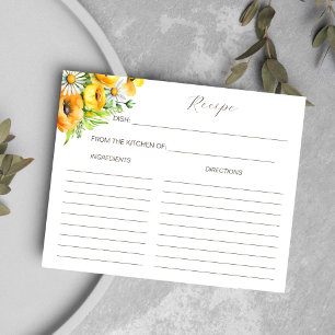 Spring summer flowers bridal shower recipe card