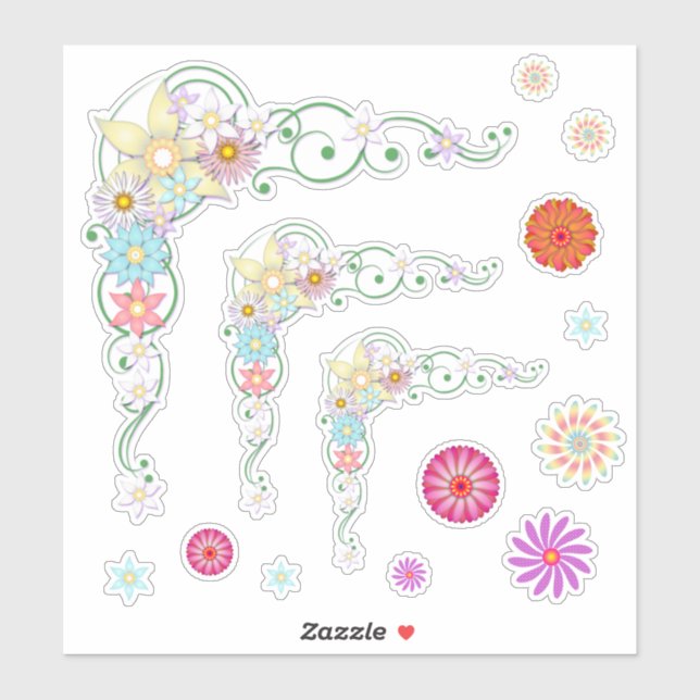 Spring Summer Flowers Fun Single and Corner Frame (Sheet)
