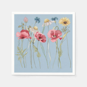 Spring summer flowers meadow blue  napkin