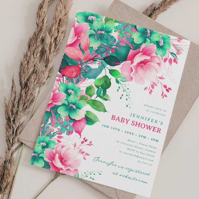 Spring Summer Garden Floral Baby Shower Party Invitation (Spring Summer Garden Floral Baby Shower Party Invitation)