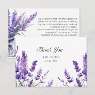 Spring Summer Lavender Floral Wedding Thank You Card