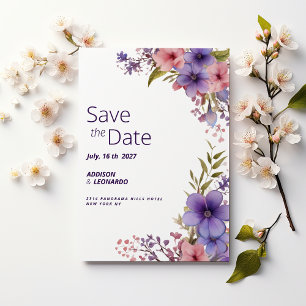 Spring summer lavender pink floral Save the Date Invitation