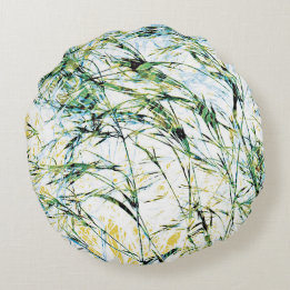 Spring summer nature flower sprout design art round cushion