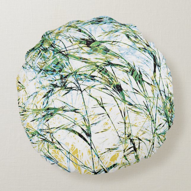 Spring summer nature flower sprout design art round cushion (Back)