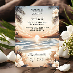 Spring Summer Ocean Beach Destination Wedding Invitation