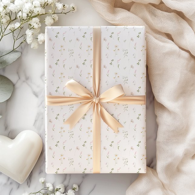 Spring Summer Pink Wildflower Wrapping Paper (Creator Uploaded)