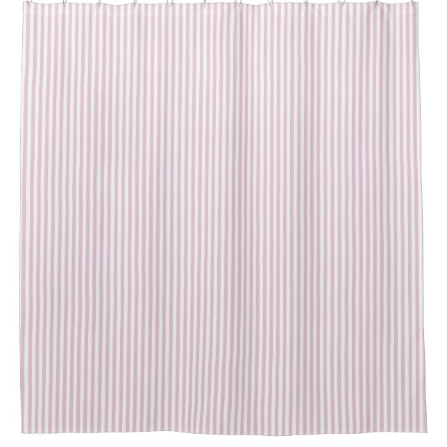 Spring Summer Soft Light Pink Stripe Farmhouse Shower Curtain (Front)