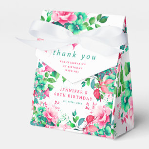 Spring Summer Watercolor Floral 60th Birthday Favour Box