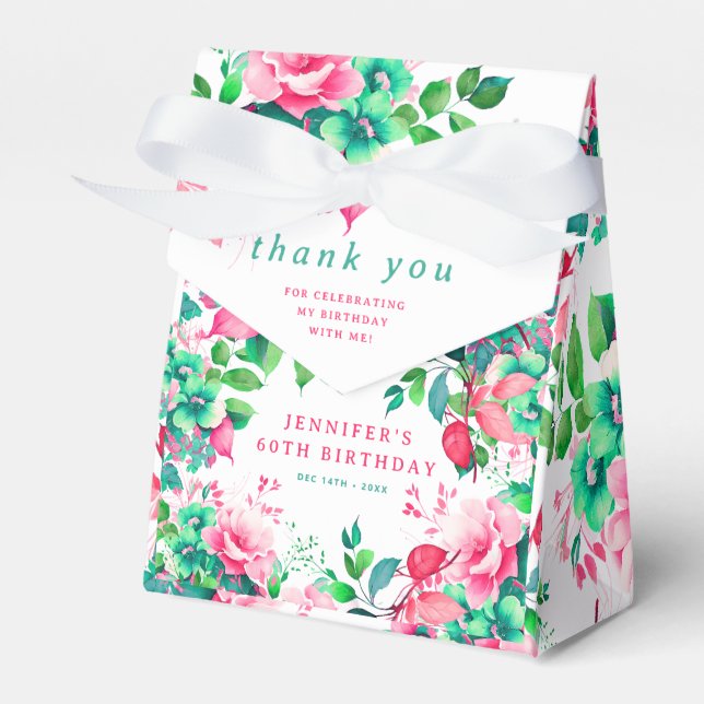 Spring Summer Watercolor Floral 60th Birthday  Favour Box (Front Side)