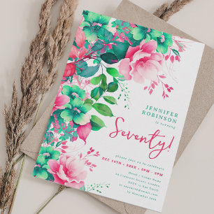 Spring Summer Watercolor Floral 70th Birthday  Invitation