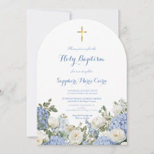 Spring Summer Watercolor Floral Baptism Invitation