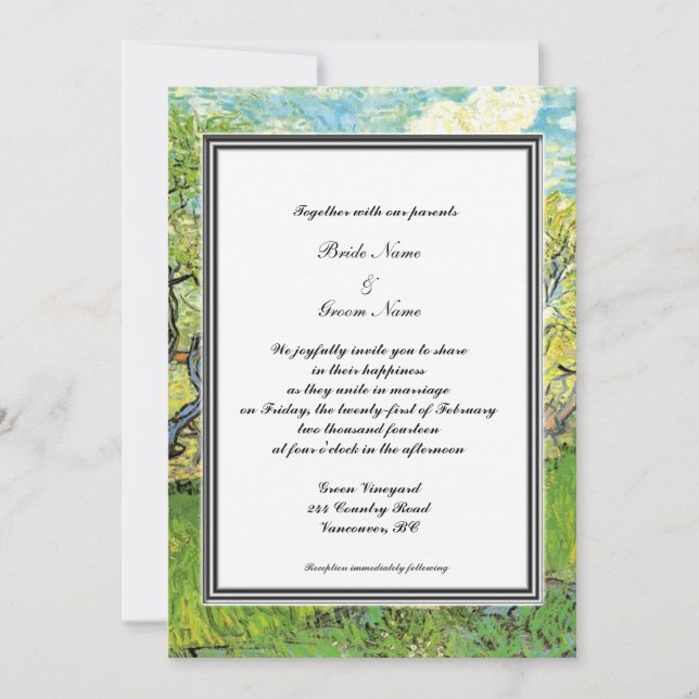 spring, summer wedding invitation. van Gogh Invitation (Front)