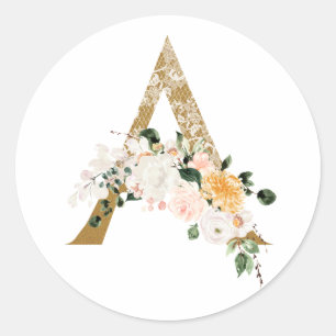 Spring summer wedding MONOGRAM A Classic Round Sticker