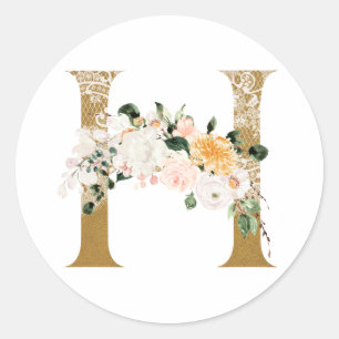 Spring summer wedding MONOGRAM H Classic Round Sticker