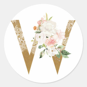 Spring summer wedding MONOGRAM W Classic Round Sticker