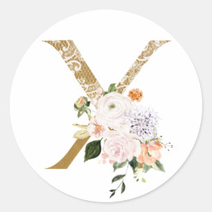 Spring summer wedding MONOGRAM X Classic Round Sticker