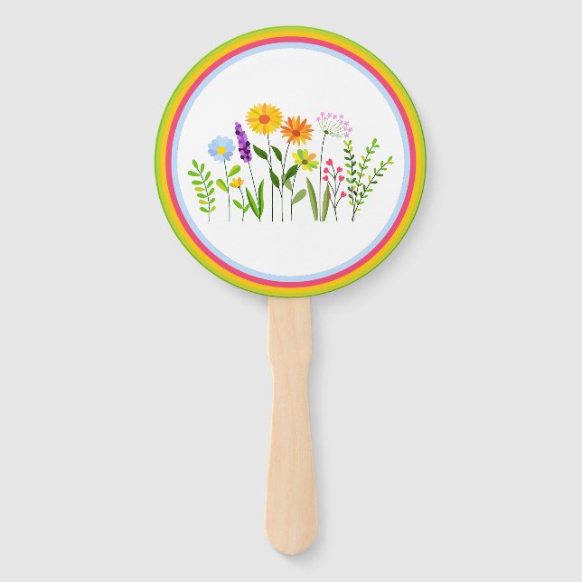 Spring Summer Wild flowers Hand Fan (Front)