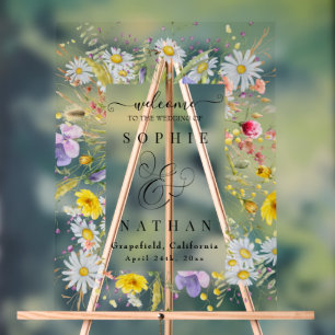 Spring Summer Wildflower Beige Boho Welcome Acrylic Sign