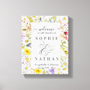 Spring Summer Wildflower Beige Boho Welcome Sign