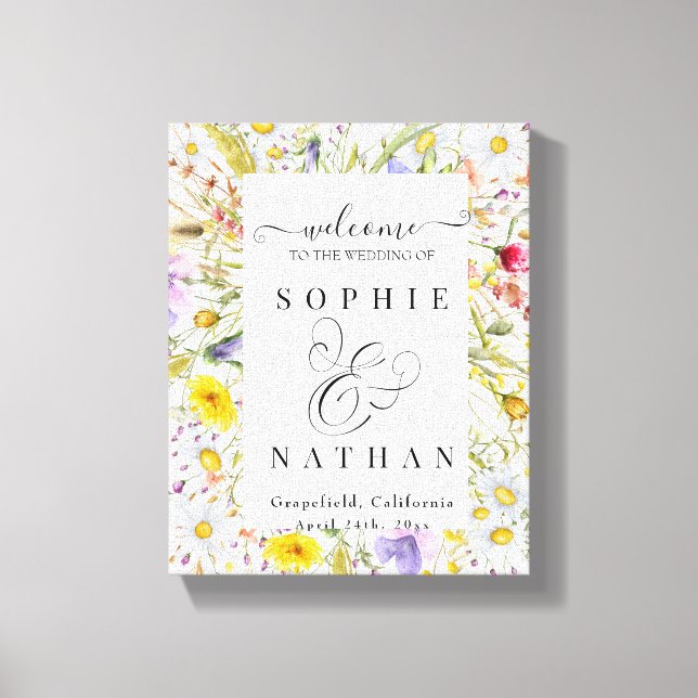 Spring Summer Wildflower Beige Boho Welcome Sign (Front)