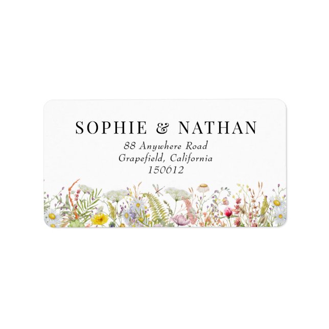 Spring Summer Wildflower Boho RSVP Return Address Label (Front)