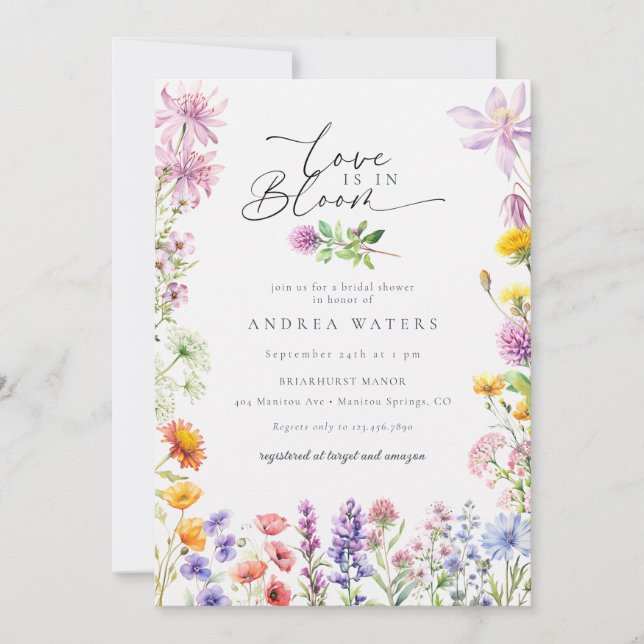 Spring Summer Wildflower | Colourful Bridal Shower Invitation (Front)
