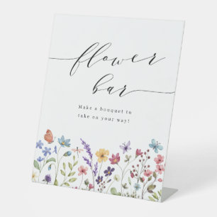 Spring Summer Wildflower Flower Bar Bridal Shower Pedestal Sign