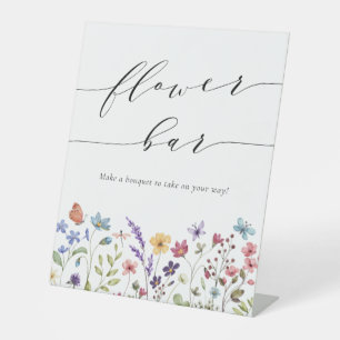 Spring Summer Wildflower Flower Bar Bridal Shower Pedestal Sign