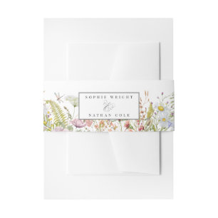 Spring Summer Wildflower Wedding Invitation Belly Band