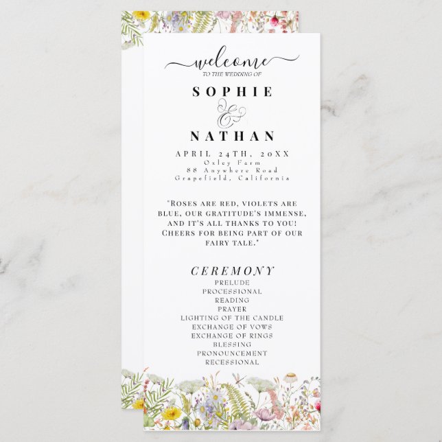 Spring Summer Wildflower | Wedding Program (Front/Back)