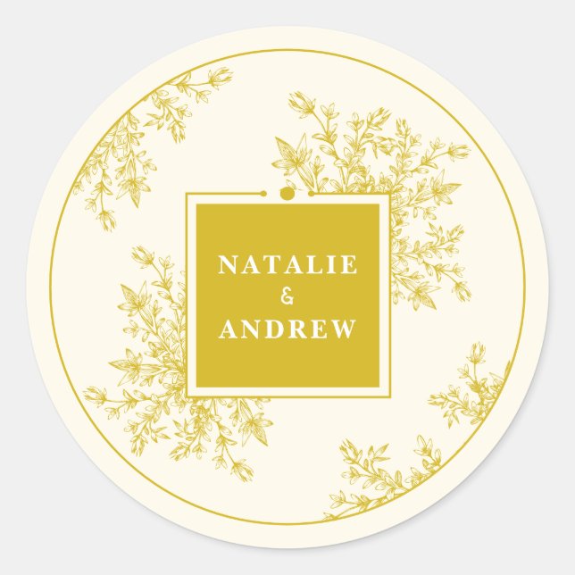 Spring Summer Wildflowers Meadow Wedding Couples Classic Round Sticker (Front)