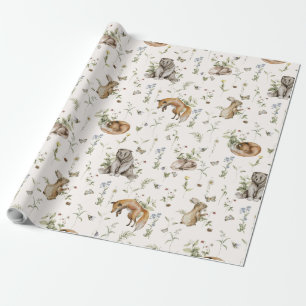Spring Summer Woodland Animal Baby Nursery Gift Wrapping Paper