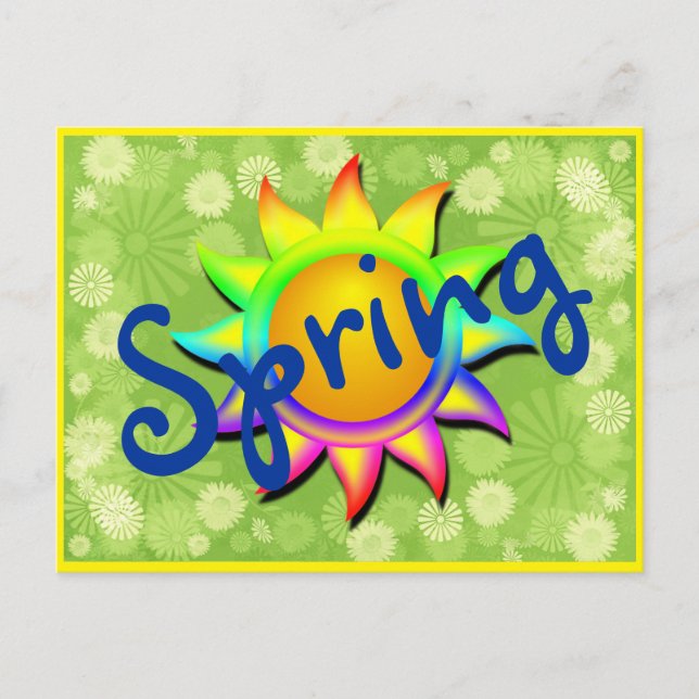 Spring Sun and flowers Postcard (Front)
