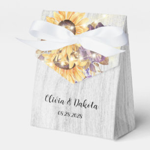 Spring Sunflower and Purple Peony Wedding  Favour Box