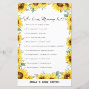 Spring Sunflower Baby Shower Game PRINTED